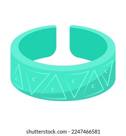 Boho jewelry Green gem ring cartoon illustration. Bohemian style with gemstones. Accessories, fashion, jewellery concept