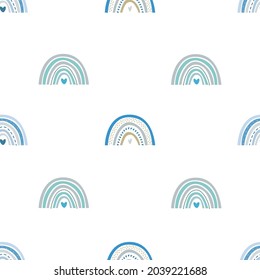 Boho kids rainbows seamless pattern. Vector illustration