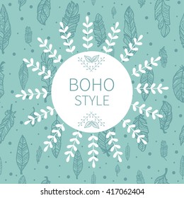 Boho label. Feathers.Tenderness, softness. Seamless pattern with cute decorative feathers painted by hand. All elements are  hidden under mask. Pattern are not cropped and can be edited.