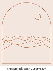 Boho Landscape Logos in Trendy Minimal Liner Style