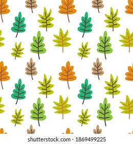 Boho leaf seamless pattern isolated on white. Cartoon vector stock illustration. EPS 10