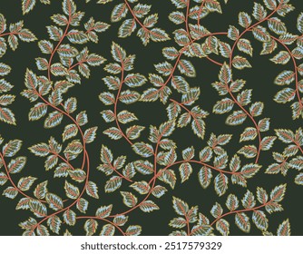 Motif Boho Leaves, Motif persan, Motif de feuillage indien, Illustration d'Images vectorielles, Conception pour la mode, tissu, fond d'écran, enveloppement et toutes les impressions