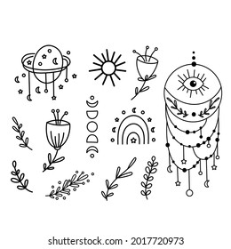 Boho Line Art Clipart Vector Illustration Stock Vector (Royalty Free ...