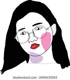 Boho Line Art Flower Face, Vector Stock Photo