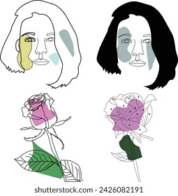 Boho Line Art Vector Stock Photo