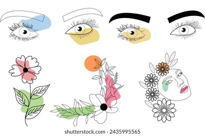 Boho Line Art Vector Stock Photo