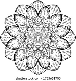 Boho negro lineal sobre mandala de vector decorativa transparente