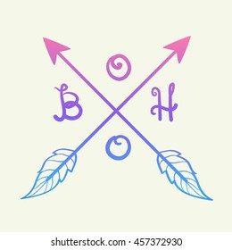 Boho logo. Arrows . hipster style