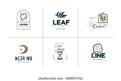 Colecciones de plantillas de diseño de logotipo de Boho. Iconos y símbolos bohemios Doodle. Logotipo moderno tribal, étnico. Ilustración vectorial.