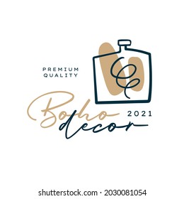 Boho logo design templates. Doodle Bohemian icons and symbols. Modern tribal, ethnic logotype. Vector illustration.