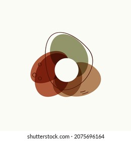 Logo de Boho. Icono de salpicaduras de color de agua. Formas y líneas geométricas planas en un estilo escandinavo moderno. Frases neutras y creativas minimalistas.