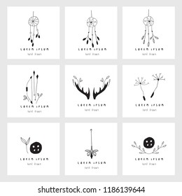 Boho Logotypes. Hand Drawn Unique Logos.