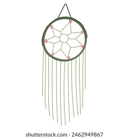 boho macrame pared colgante de dibujos animados. interior de la casa, habitación vintage, mesa de bricolaje boho macrame pared colgante signo. símbolo aislado Ilustración vectorial