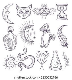 Boho magic mystical occult witch design element isolated collection
