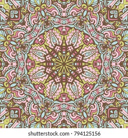 boho mandala vector ethnic tribal pattern. Vintage invitation background
