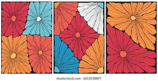 Boho and Midcentury Modern Floral Illustration Collection, Elegant Minimalist Design	