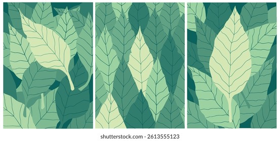 Boho Midcentury Modern Leaf Collection – Fresh Green Spring Botanical Illustrations	