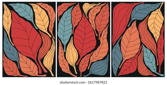 Boho Midcentury Modern Leaf Floral Ornament Collection	