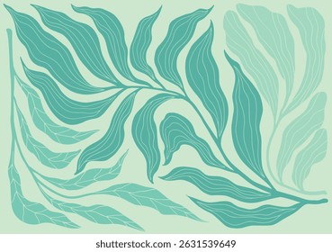Boho Midcentury Modern Leaf  Floral Ornament Collection	