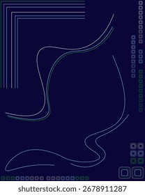 El arte de póster geométrico minimalista boho en azul celeste y verde trébol en azul marino transmite frescura, armonía natural, confiabilidad y creatividad equilibrada para telas, decoración del hogar y arte de pared.