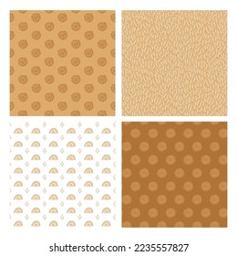 El arte de la línea mínima de Boho se ajusta perfectamente con el sol, el arco iris, las hojas. Colección infantil de fondo de doodle beige. Elementos naturales de diseño elegante. Ilustración vectorial para impresión, cubierta, papel tapiz