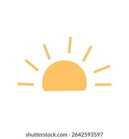 Boho minimal yellow sun icon with radiating beams of light  