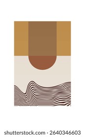 Boho Minimalist Abstract Wave Line Art. Abstract Bauhaus Wall Art Decor