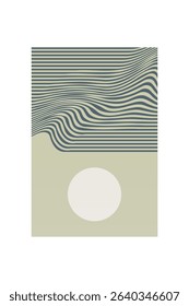 Boho Minimalist Abstract Wave Line Art. Abstract Bauhaus Wall Art Decor