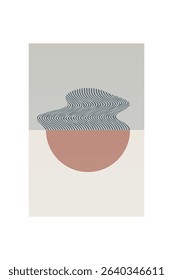 Boho Minimalist Abstract Wave Line Art. Abstract Bauhaus Wall Art Decor
