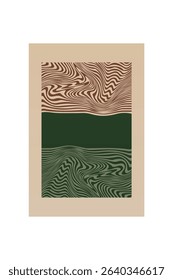 Boho Minimalist Abstract Wave Line Art. Abstract Bauhaus Wall Art Decor