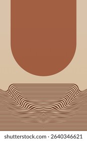Boho Minimalist Abstract Wave Line Art. Abstract Bauhaus Wall Art Decor