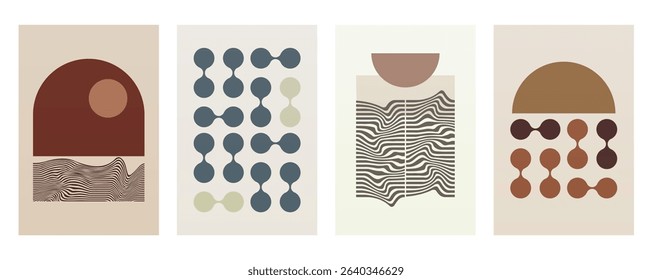 Boho Minimalist Abstract Wave Line Art. Abstract Bauhaus Wall Art Decor