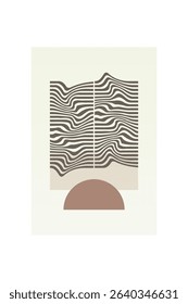 Boho Minimalist Abstract Wave Line Art. Abstract Bauhaus Wall Art Decor