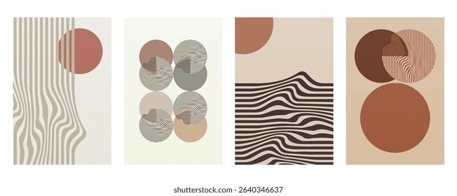 Boho Minimalist Abstract Wave Line Art. Abstract Bauhaus Wall Art Decor