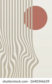Boho Minimalist Abstract Wave Line Art. Abstract Bauhaus Wall Art Decor