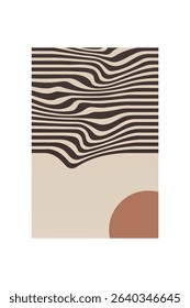 Boho Minimalist Abstract Wave Line Art. Abstract Bauhaus Wall Art Decor