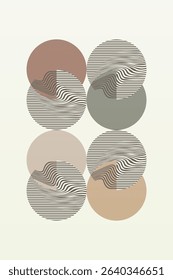 Boho Minimalist Abstract Wave Line Art. Abstract Bauhaus Wall Art Decor