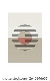 Boho Minimalist Abstract Wave Line Art. Abstract Bauhaus Wall Art Decor