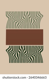 Boho Minimalist Abstract Wave Line Art. Abstract Bauhaus Wall Art Decor