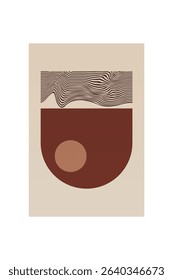 Boho Minimalist Abstract Wave Line Art. Abstract Bauhaus Wall Art Decor