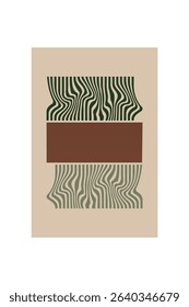 Boho Minimalist Abstract Wave Line Art. Abstract Bauhaus Wall Art Decor