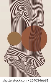 Boho Minimalist Abstract Wave Line Art. Abstract Bauhaus Wall Art Decor