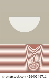 Boho Minimalist Abstract Wave Line Art. Abstract Bauhaus Wall Art Decor