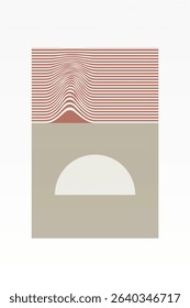 Boho Minimalist Abstract Wave Line Art. Abstract Bauhaus Wall Art Decor