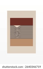 Boho Minimalist Abstract Wave Line Art. Abstract Bauhaus Wall Art Decor