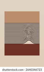Boho Minimalist Abstract Wave Line Art. Abstract Bauhaus Wall Art Decor
