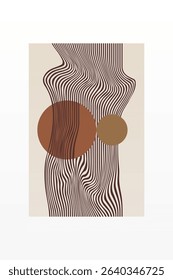 Boho Minimalist Abstract Wave Line Art. Abstract Bauhaus Wall Art Decor
