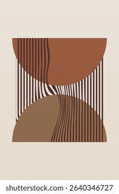 Boho Minimalist Abstract Wave Line Art. Abstract Bauhaus Wall Art Decor