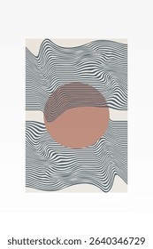 Boho Minimalist Abstract Wave Line Art. Abstract Bauhaus Wall Art Decor