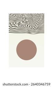Boho Minimalist Abstract Wave Line Art. Abstract Bauhaus Wall Art Decor